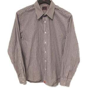 Untuckit Men's Large Gingham Purple White Button Down Long Sleeve Shirt